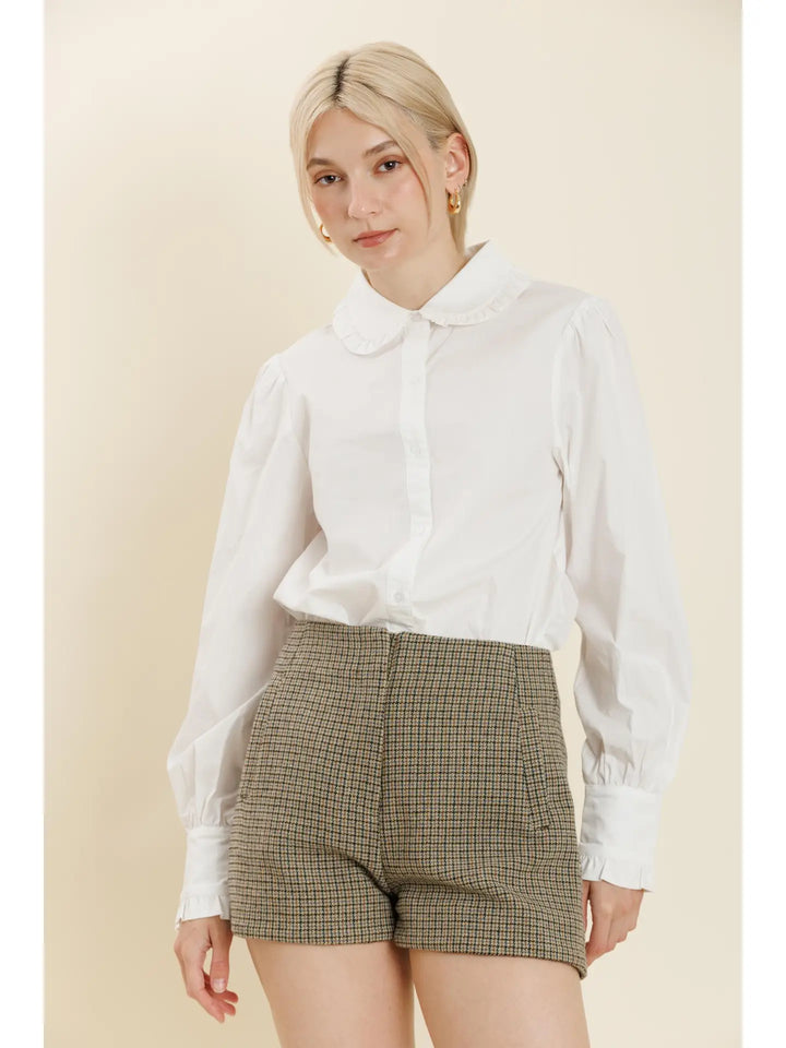 Ruffle Button Down Shirt