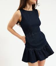 Daze Denim Laurel Ruffle Dress in Moonlight Rinse