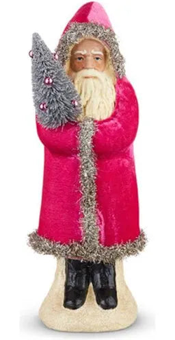 12" Pink Velvet Belsnickel Santa Figure