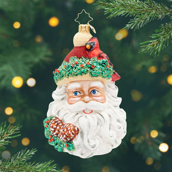 Holiday Glass Ornament – Woodland Wishes Santa