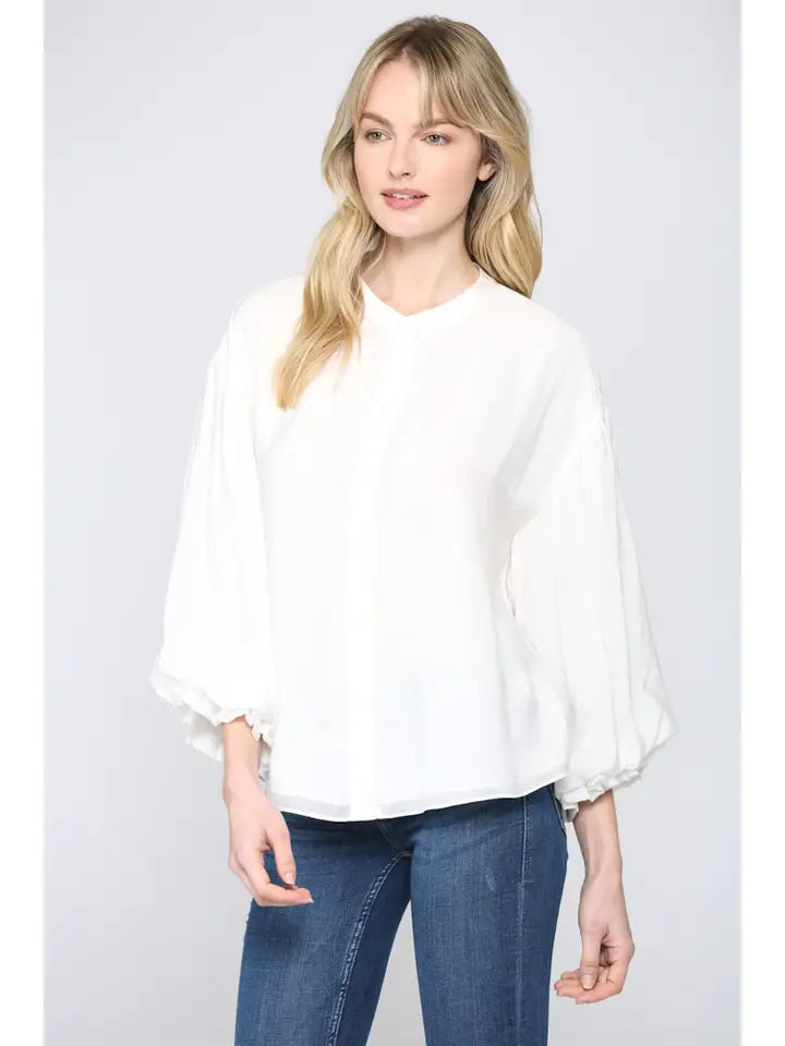 Puff Sleeve Button Down Shirt