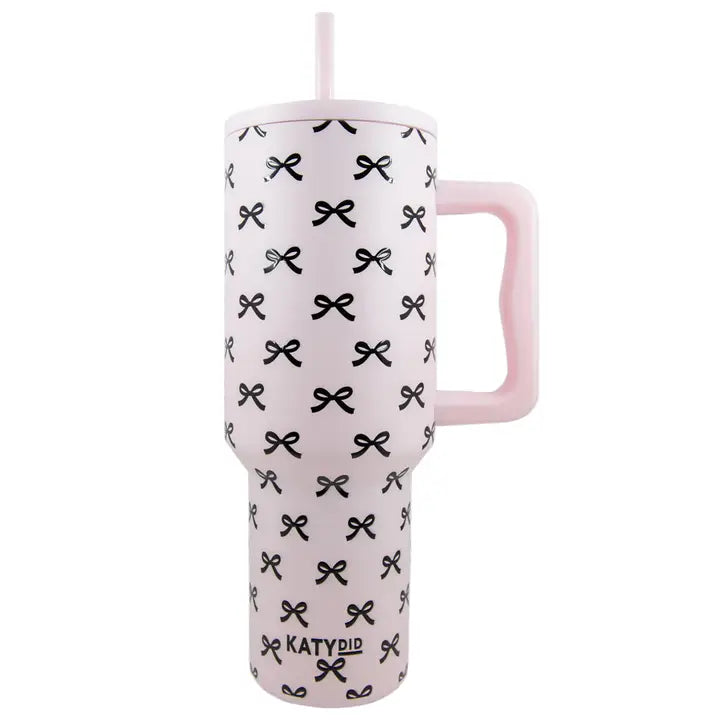 Black & Pink Mini Coquette Bows 38 oz Tumbler