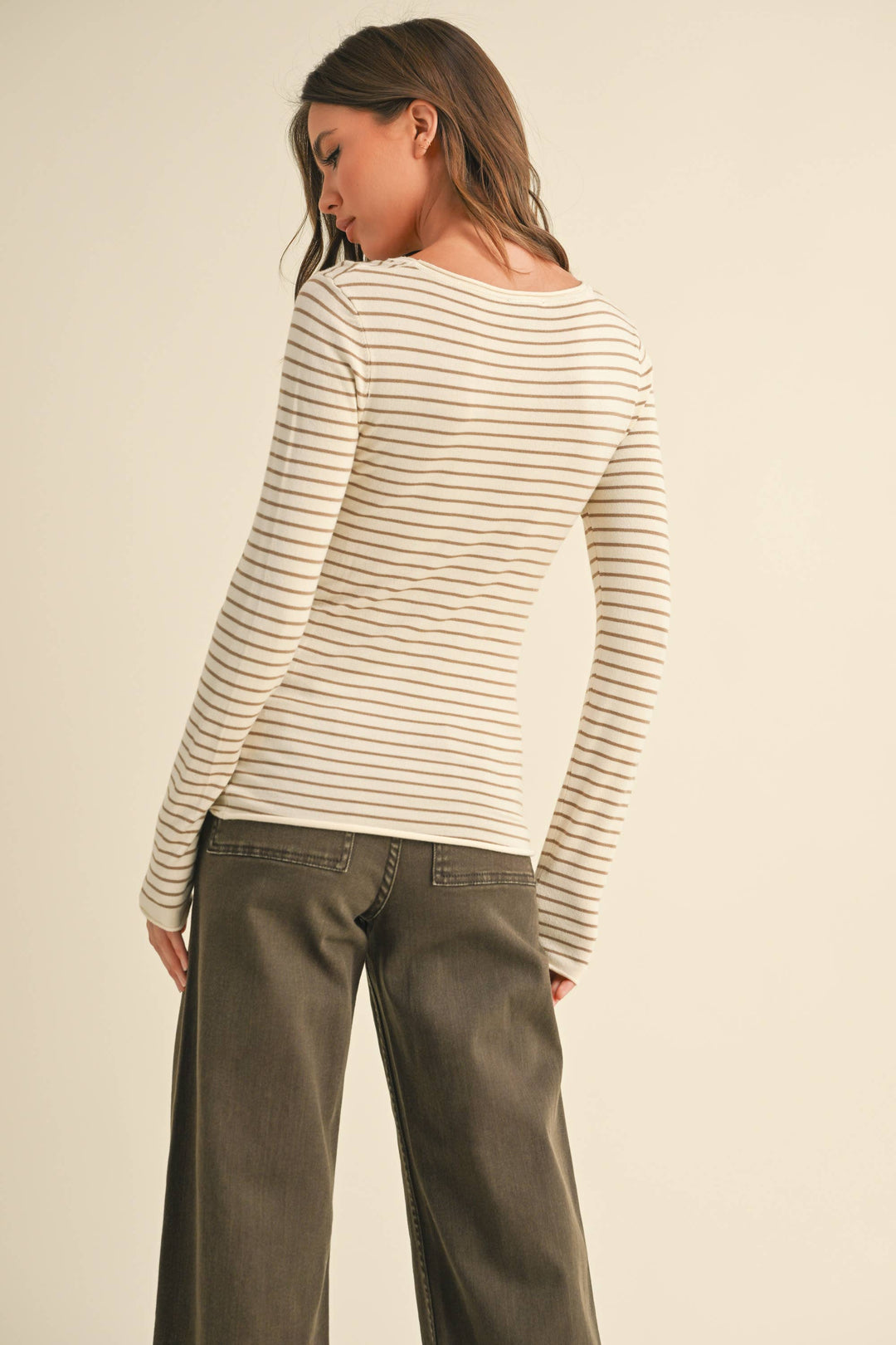 Striped Long Sleeve Knitted Top