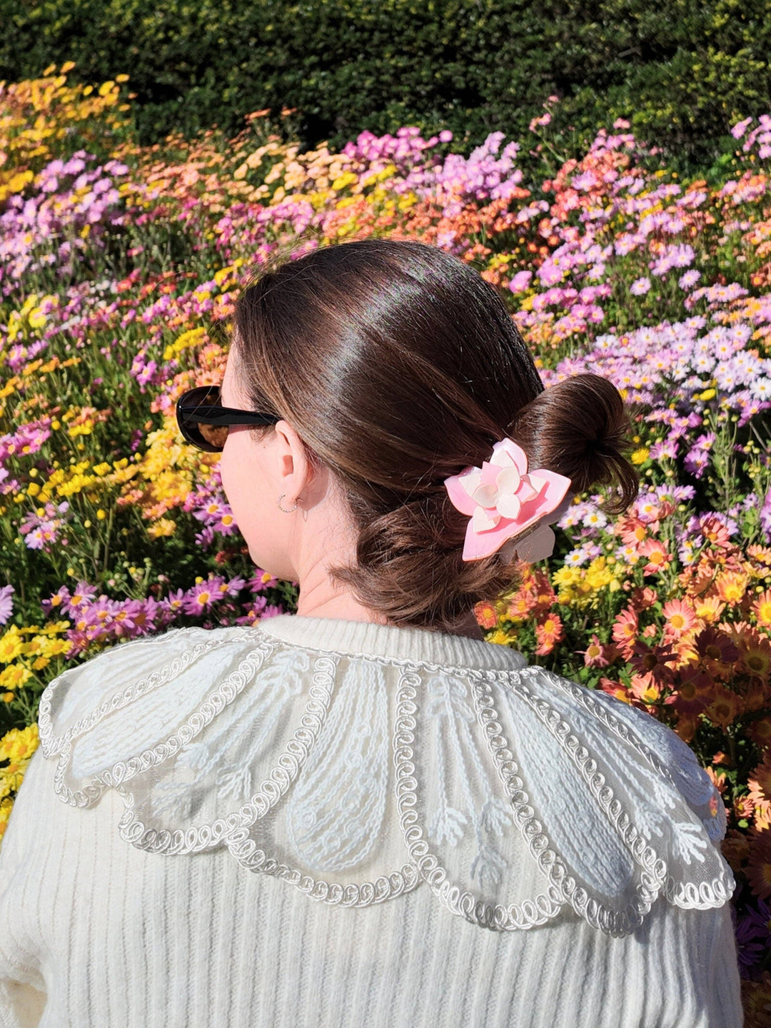 Hand-painted Origami Magnolia Flower Hair Clip