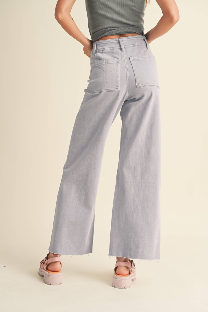 Straight Wide Leg Denim Pants