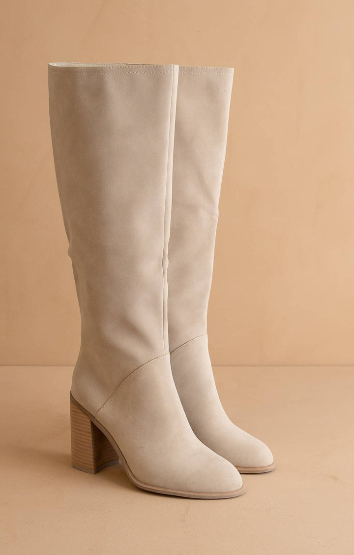 The Shiloh Light Grey | Knee High Block Heel Boot