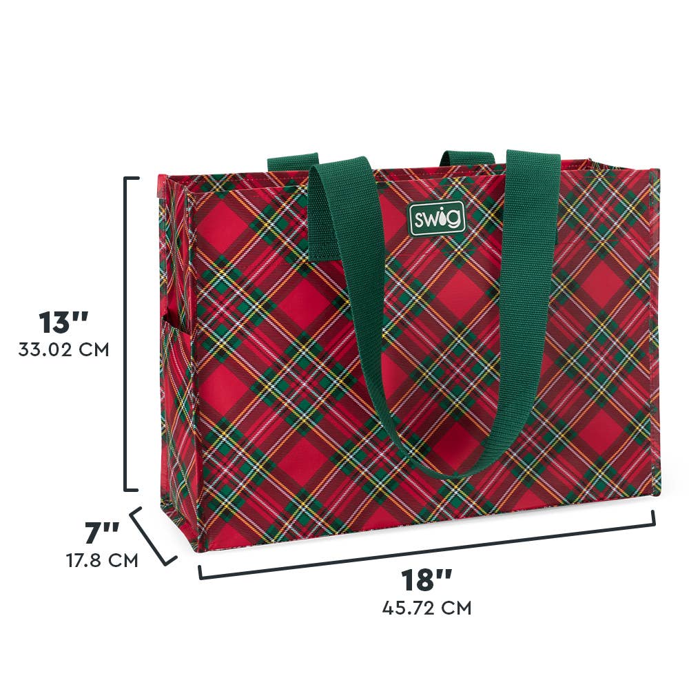 Christmas Plaid Reusable Gift Bag (Large)