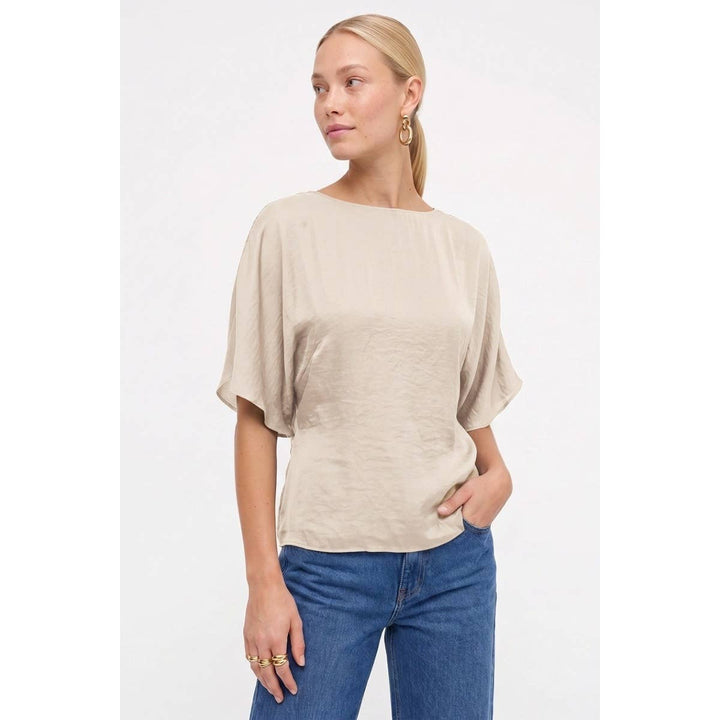 Back Tie Dolman Sleeve Silky Fall Blouse