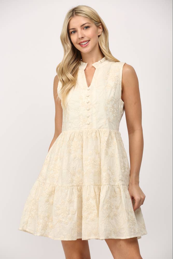 Ruffled Stand Collar Dress