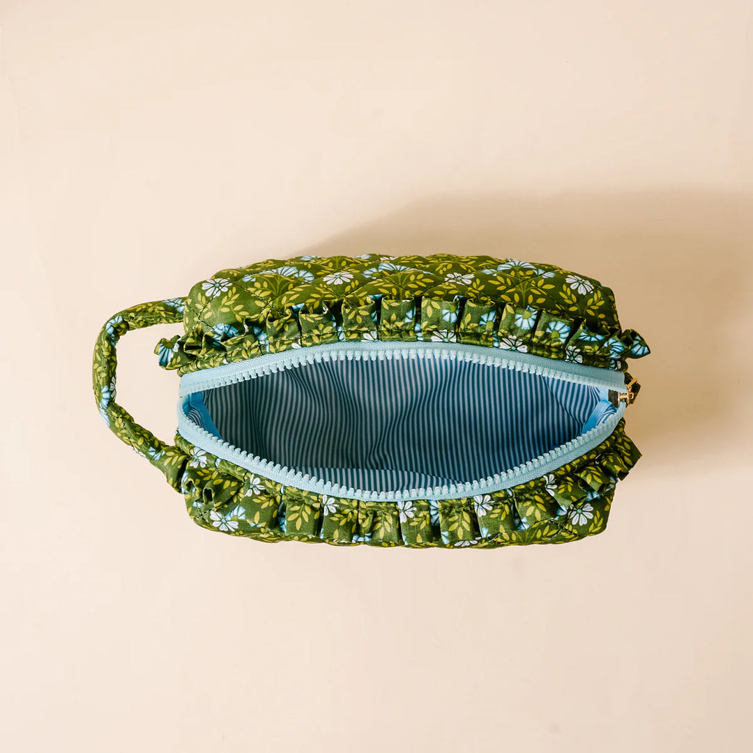 Essentials Quilted Cosmetic Pouch - Everbloom Forest Green
