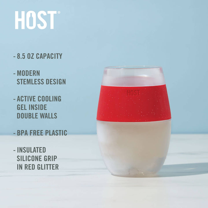 Wine FREEZE™ Cooling Cup with Cooling Gel in Red Glitter