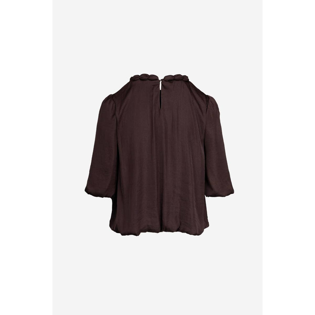 Round Neckline Accent Billowy Blouse