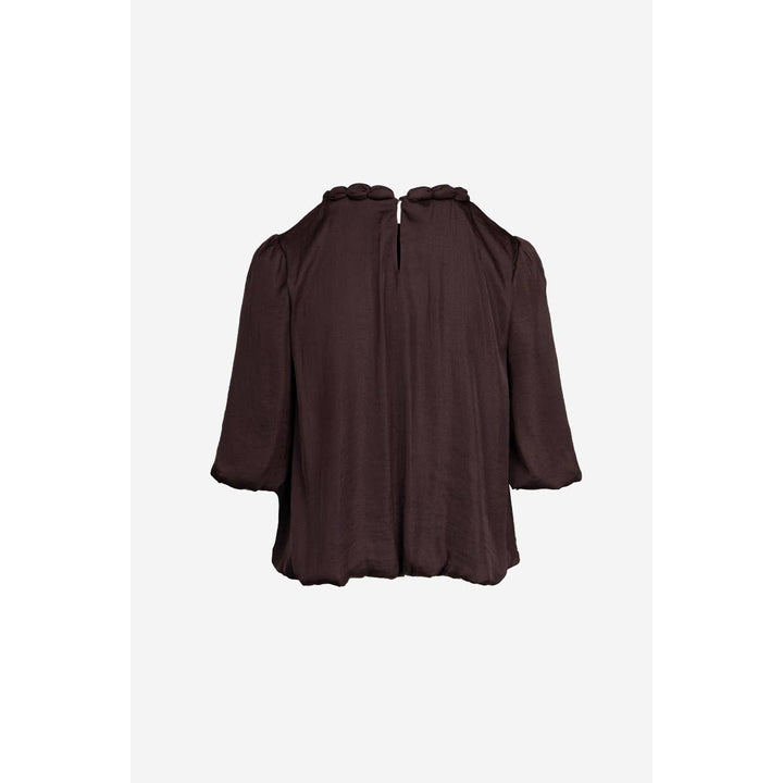 Round Neckline Accent Billowy Blouse