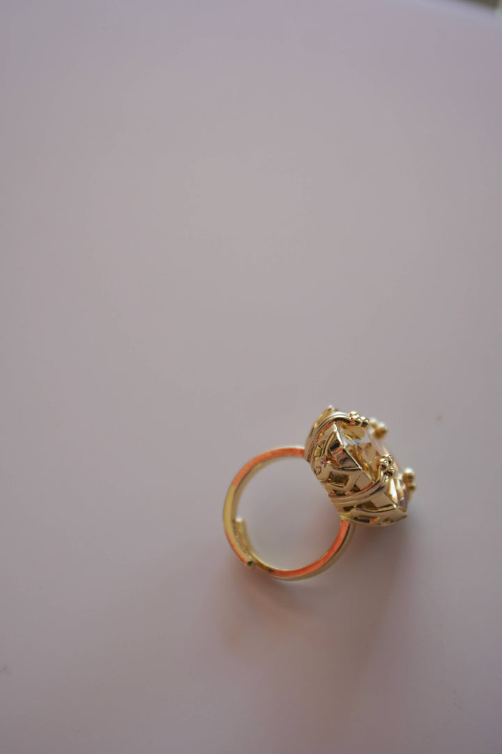 Vixen Adjustable Crystal Ring in Golden Topaz