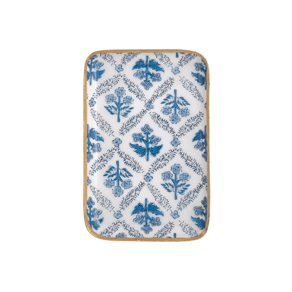 Mud Pie Vine Floral Blue Trinket Tray