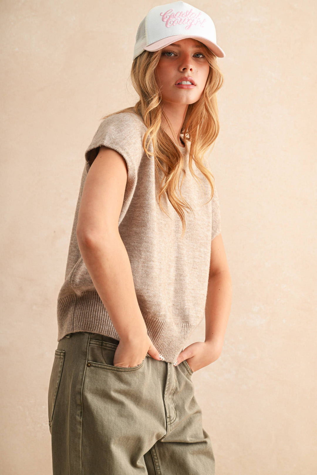 Loose Fit Short Sleeve Sweater Top