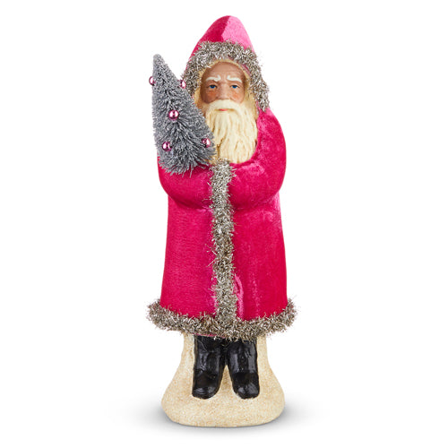 12" Pink Velvet Belsnickel Santa Figure