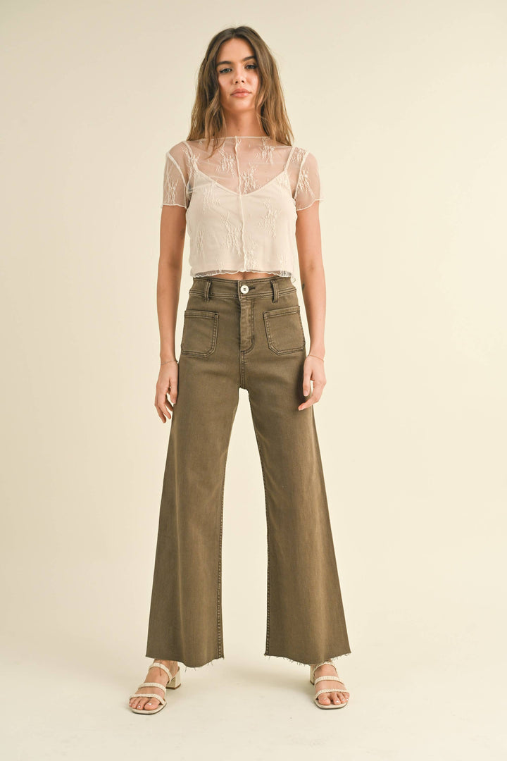 Straight Wide Leg Pants With Front Pocket