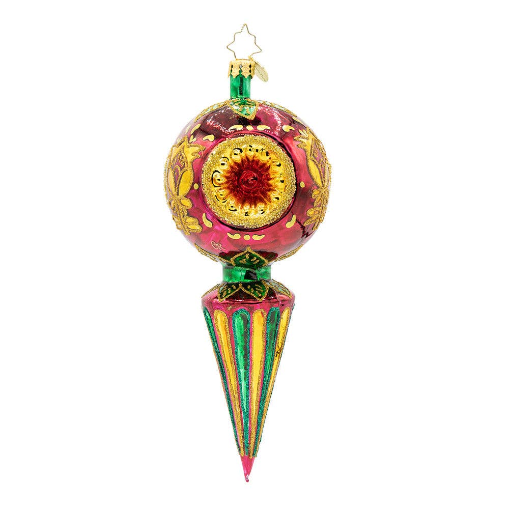 Holiday Glass Ornament – Golden Fluted Spire
