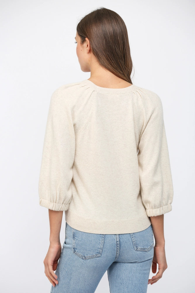 Cashmere Blend Elasticated Ribbed Cuff Raglan Sweater