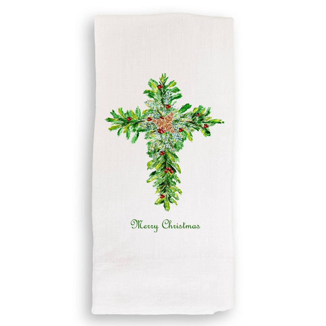 Christmas Cross with Red Berries Towel