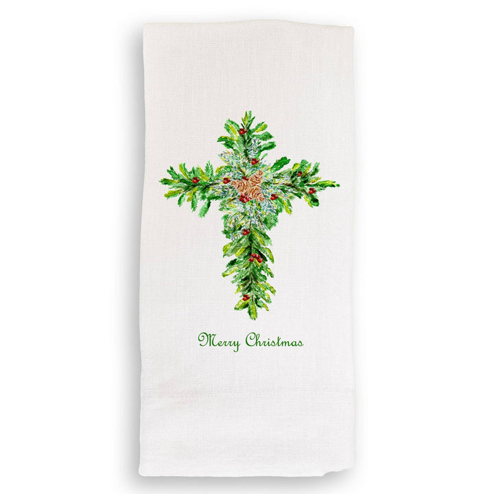 Christmas Cross with Red Berries Towel