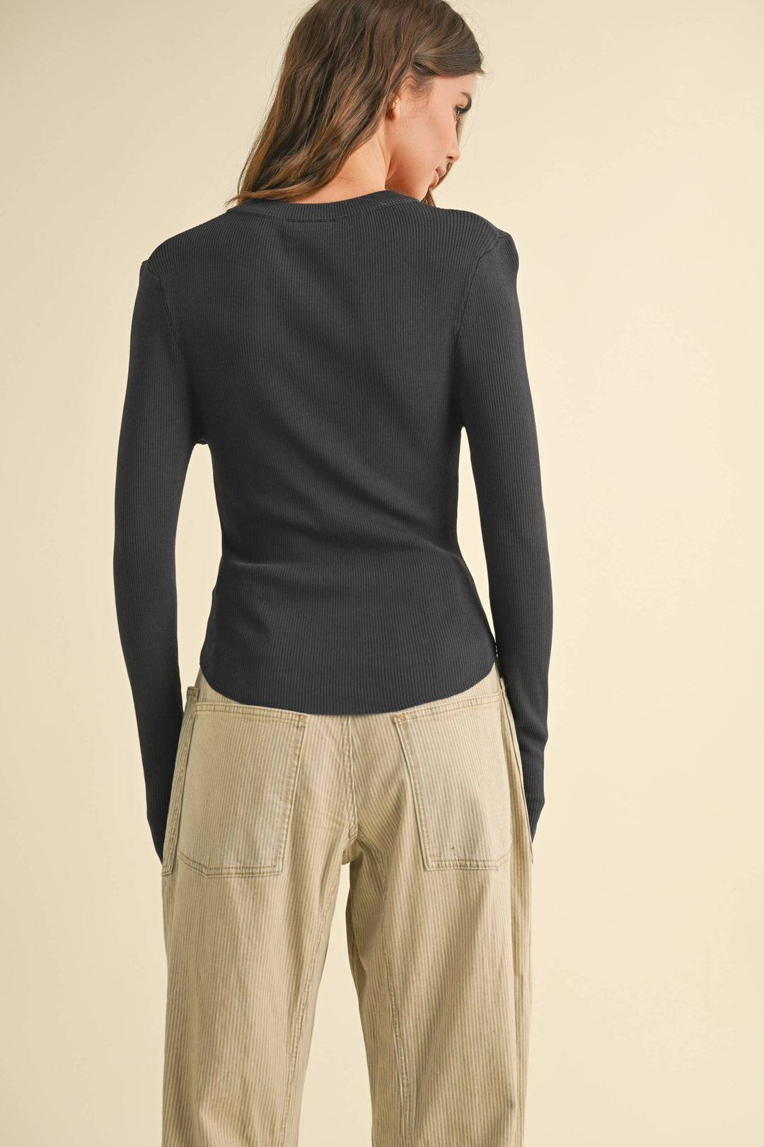 Ribbed Long Sleeve Basic Top