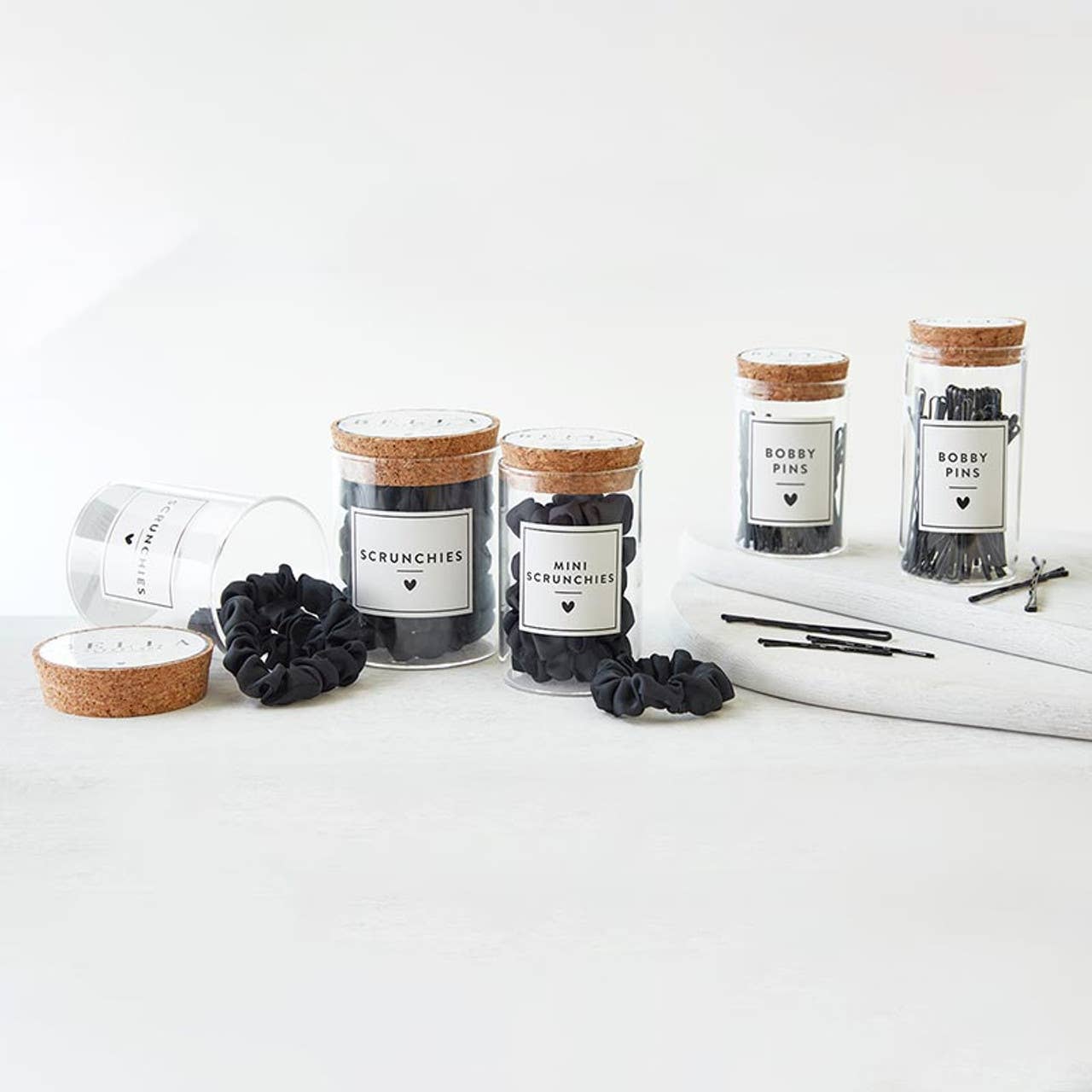 Bella Sleep + Spa - Mini Satin Scrunchies Jar - Black Solid
