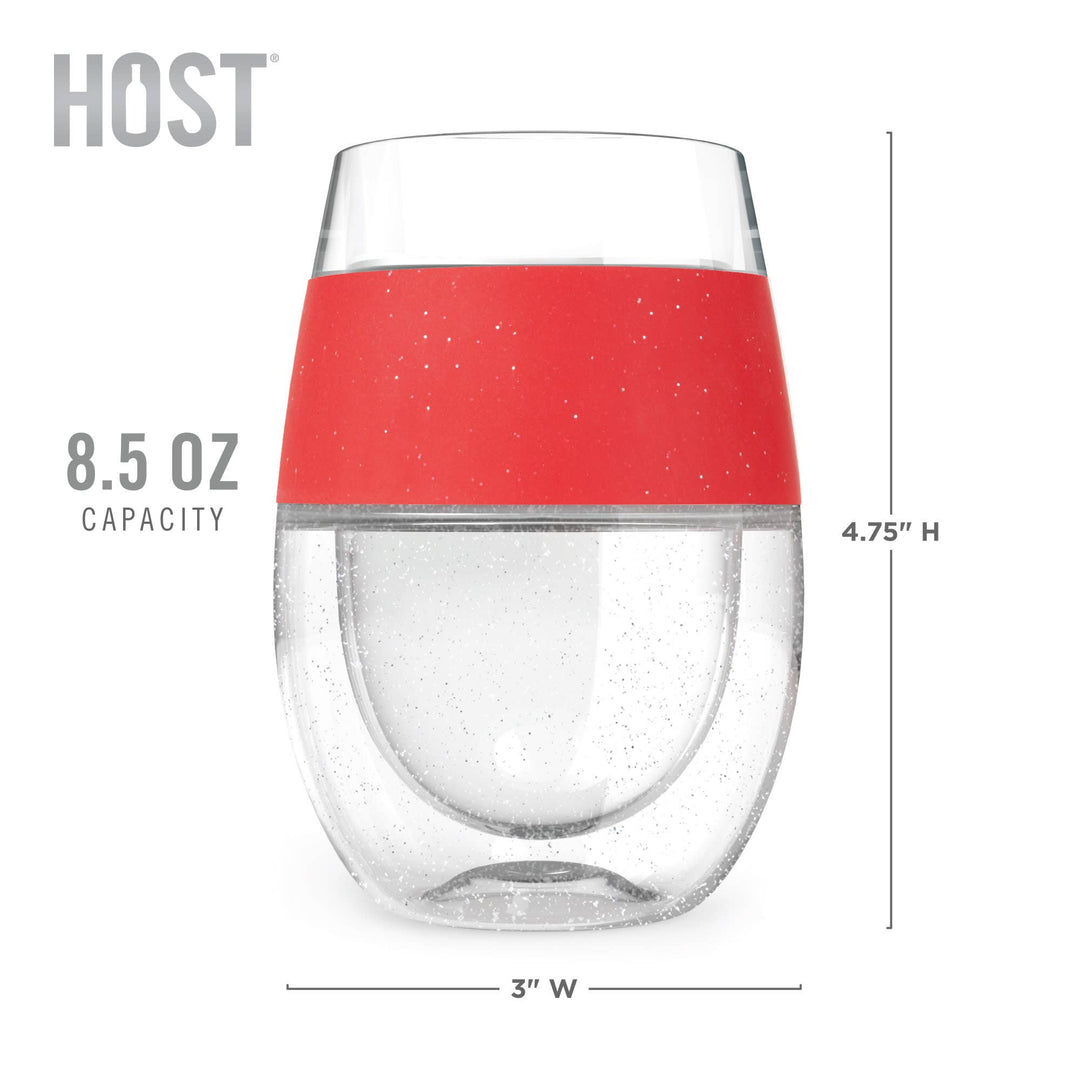 Wine FREEZE™ Cooling Cup with Cooling Gel in Red Glitter