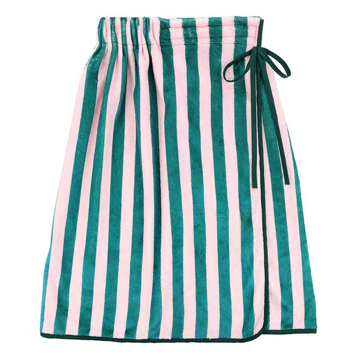 Bella Sleep + Spa - Spa Wrap - Green + Pink Cabana Stripe with Green  Bow
