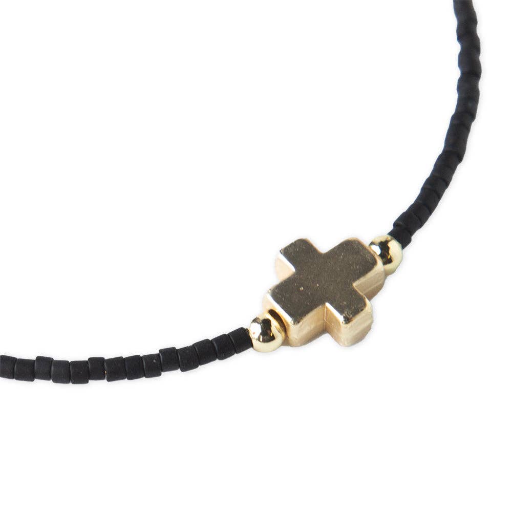 Lenny & Eva - Faithful Cross Bangle-Black