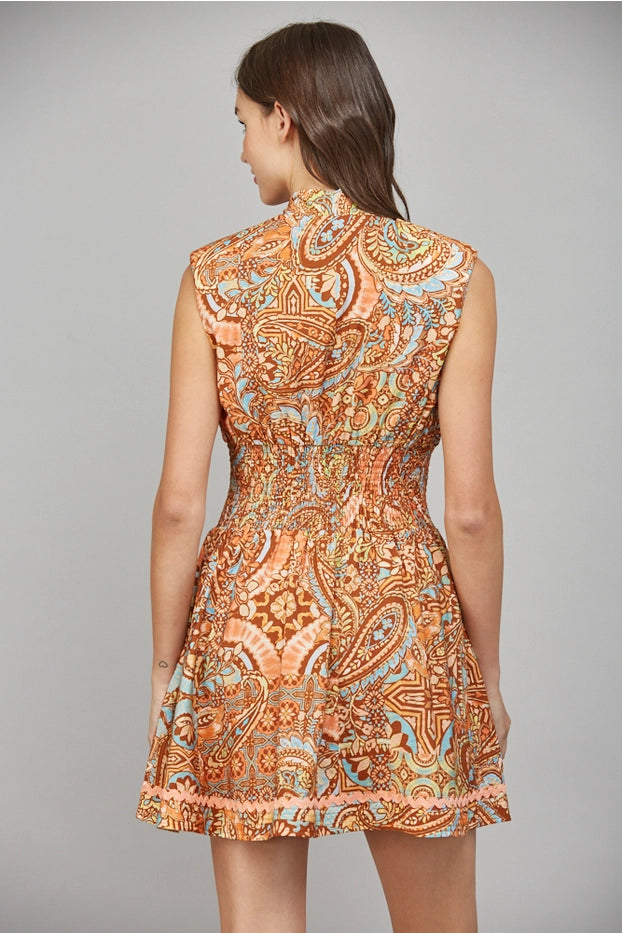 Front Zip Closure with Decorative Trim Dress