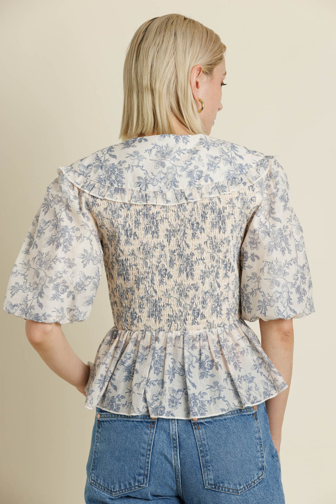 Toile Print Collar Blouse