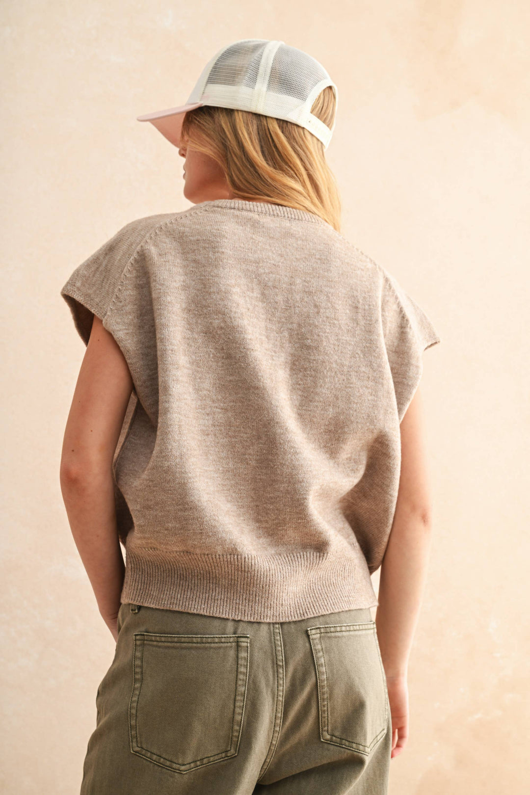 Loose Fit Short Sleeve Sweater Top