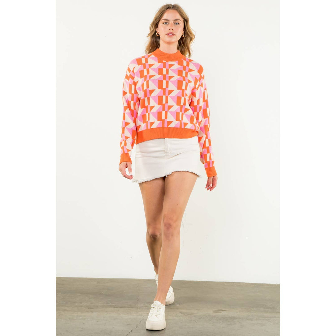 THML - Mock Neck Multi Color Sweater