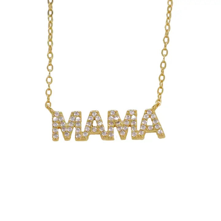 "Mama" Pave Cz Necklace