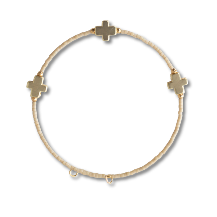 Lenny & Eva - Faithful Cross Bangle-Latte