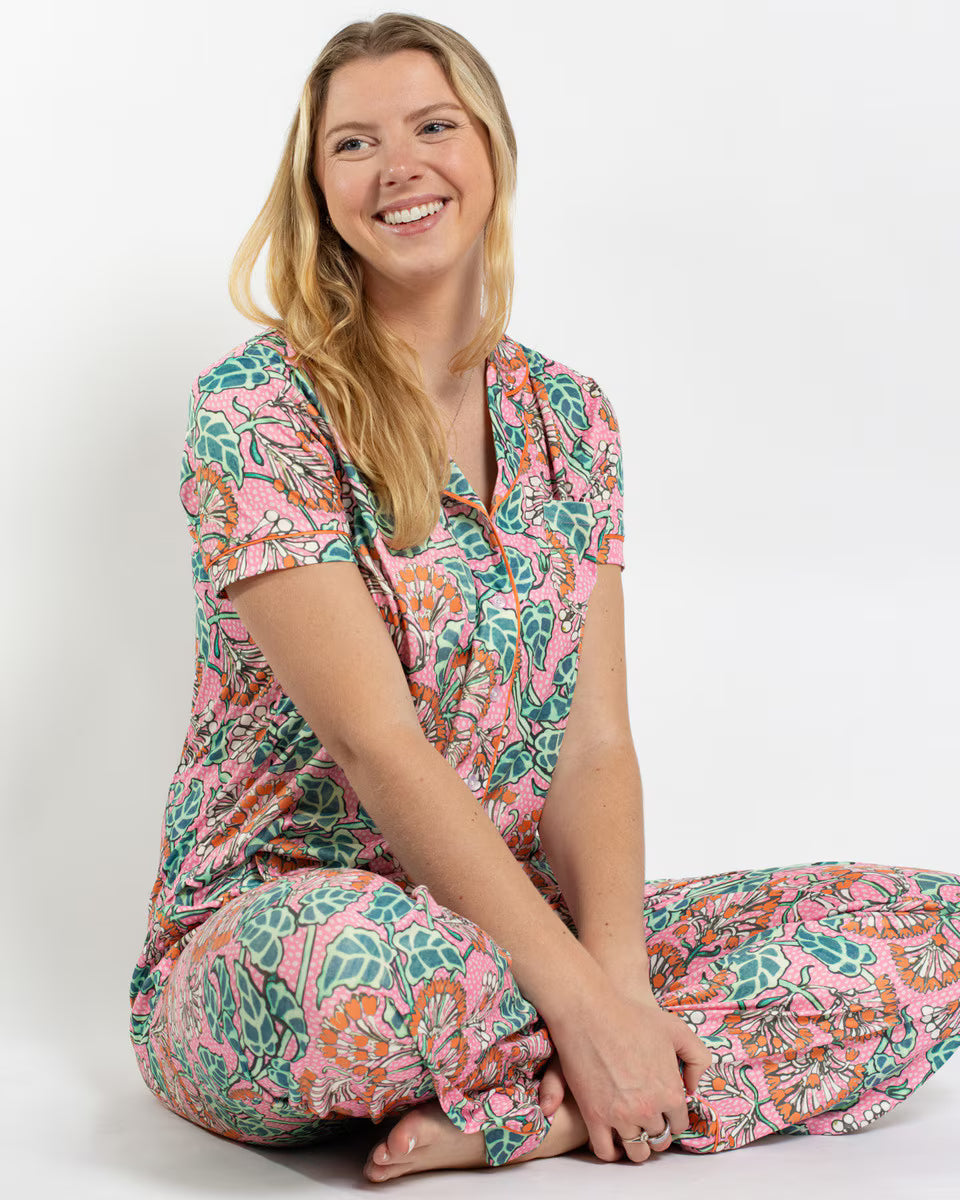 Joanna Short Sleeve Button Up Sleep Shirt