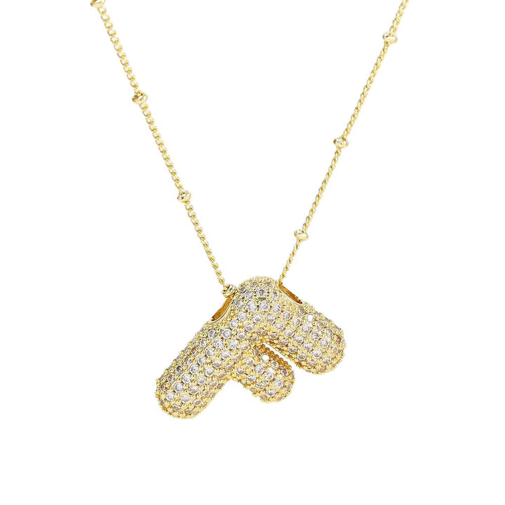 Initial CZ Balloon Bubble 18K Gold Necklace