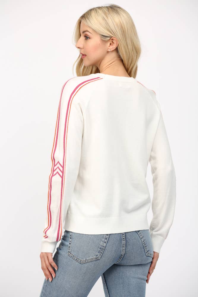 Stripe Detail Crew Neck Sweater