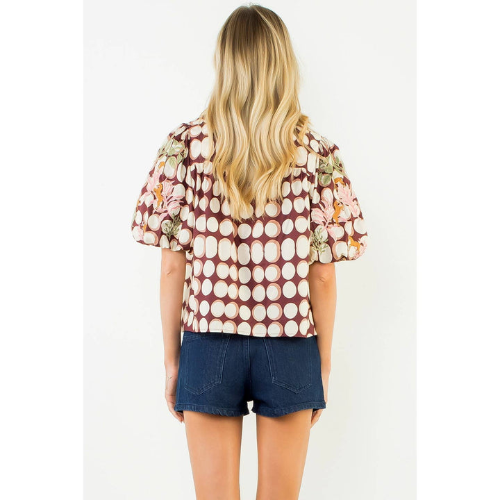 Puff Sleeve Embroidery Top
