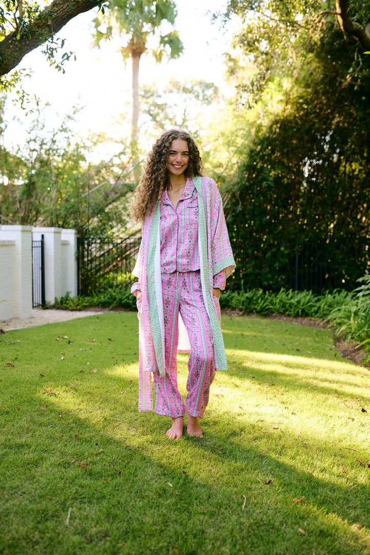 Brooks Avenue Bathrobe Cabana Stripe Pink