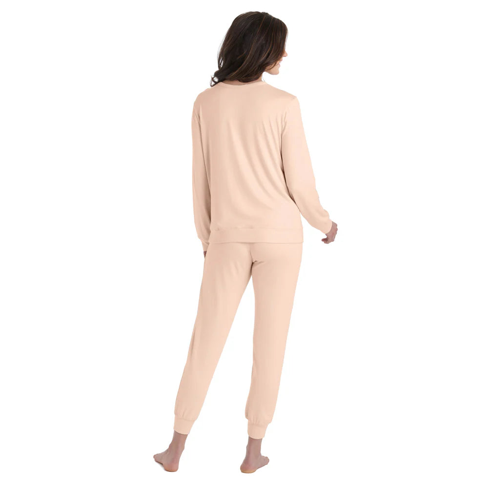 Dream Jersey Crew Neck Lounge Set in Apricot