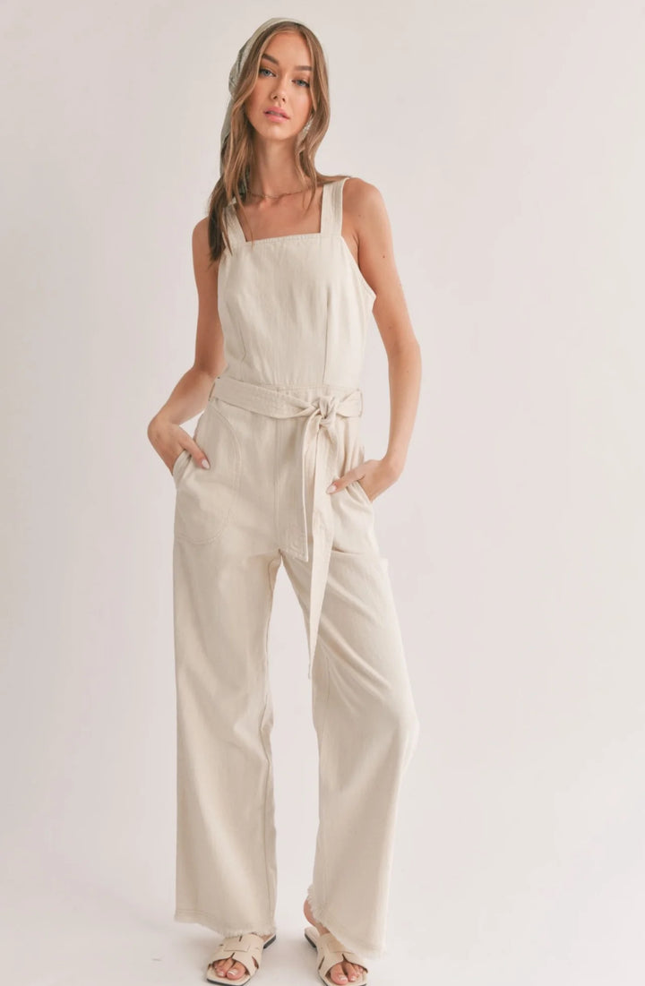 Gia Belted Denim Overall