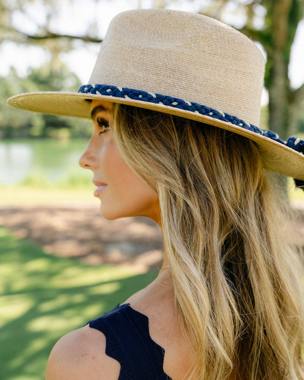 Tipsy Threads - Natural Palm - Navy & Gold Braid