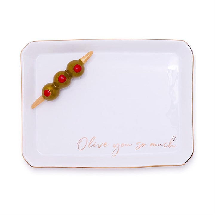 Olive Icon Trinket Tray with Saying in Gift Box