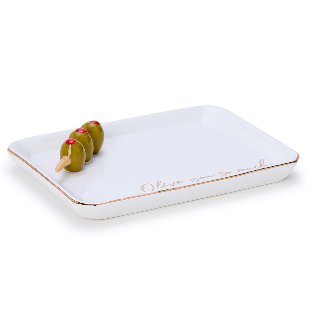 Olive Icon Trinket Tray with Saying in Gift Box