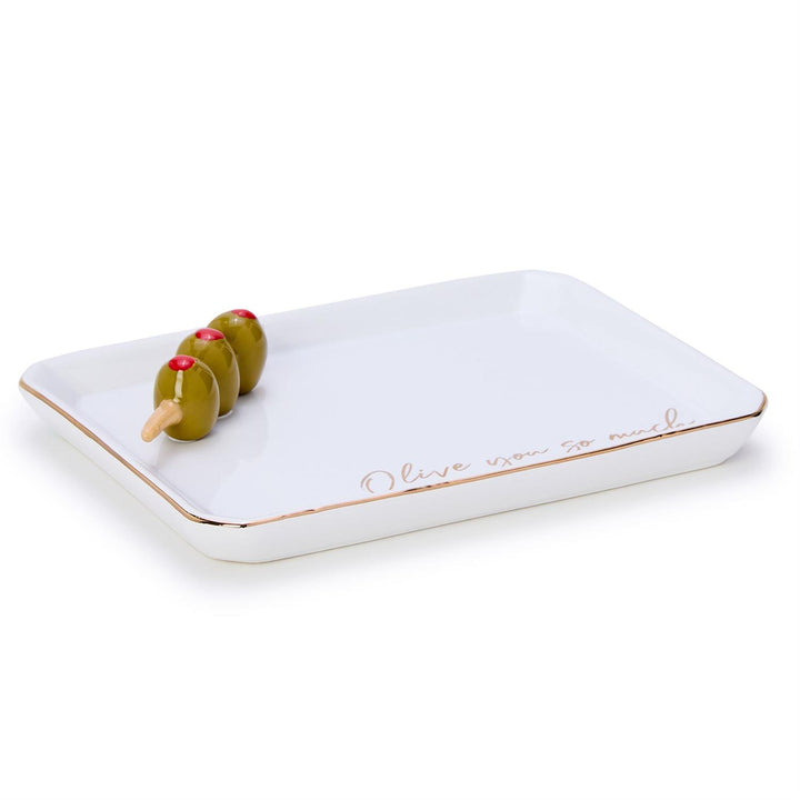 Olive Icon Trinket Tray with Saying in Gift Box