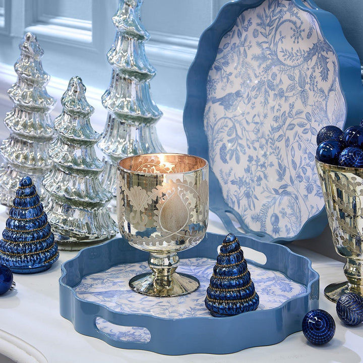 Etched Mercury Glass Candleholder / Cachepot