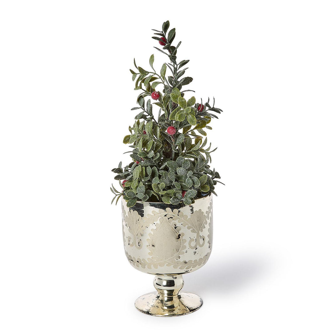 Etched Mercury Glass Candleholder / Cachepot